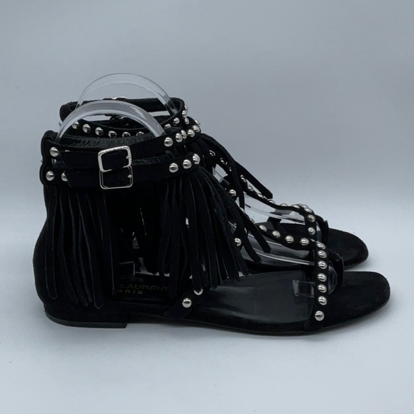 Saint Laurent - Leather Studded Accents Gladiator Sandals - Picture 7 of 12
